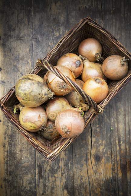 Close up of  basket of onions — Stock Photo
