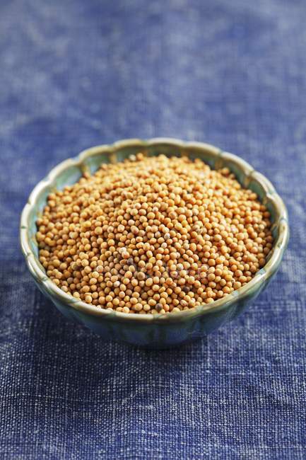 Mustard seeds in small bowl — Stock Photo