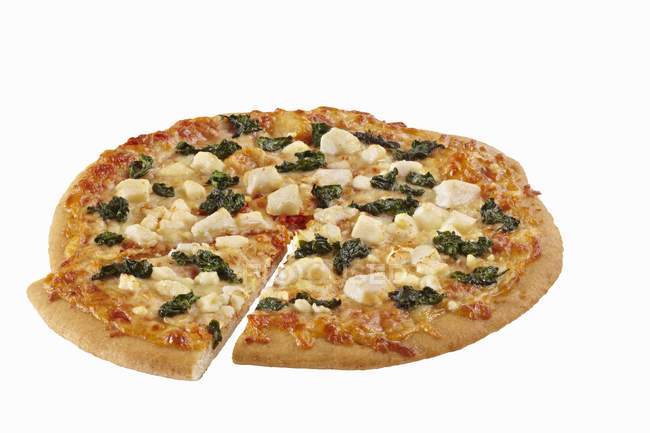 Spinach and Feta Cheese Pizza — Stock Photo