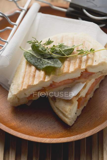 Toasted tomato and sandwiches — Stock Photo