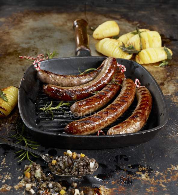 Roasted Wild duck sausages — Stock Photo