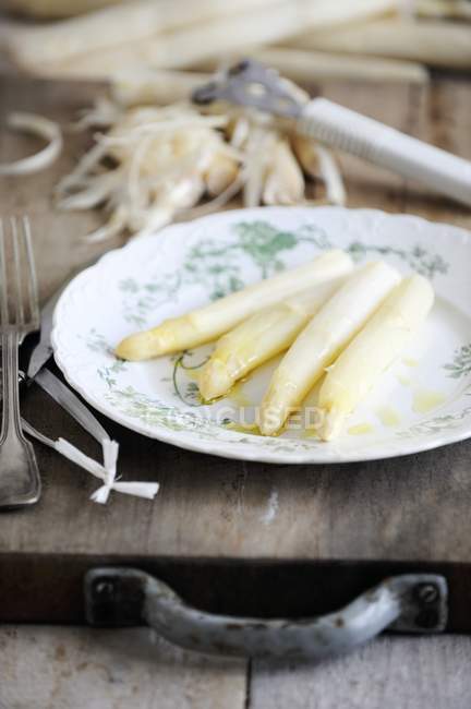 Espargos italianos cozidos com manteiga — Fotografia de Stock