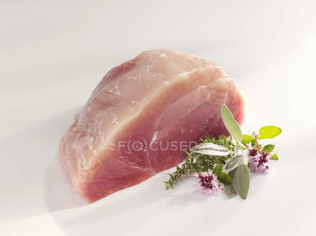 Fresh pork with herbs — Stock Photo