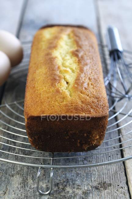 Cake cooling on wire rack — Stock Photo
