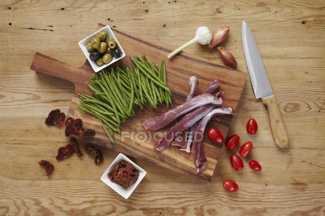 Ingredienti per filetto di agnello con fagiolini — Foto stock