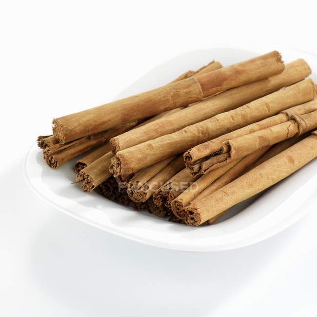 Cinnamon sticks on the plate — Stock Photo