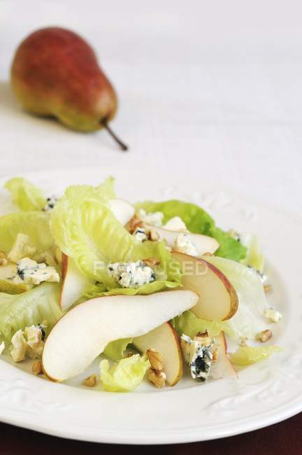 Pear salad with cheese — Stock Photo