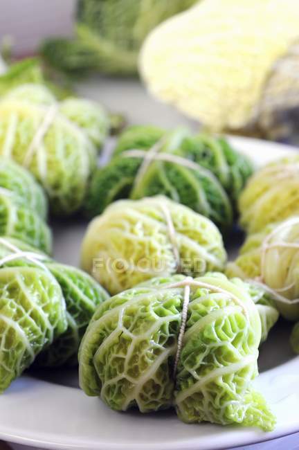 Closeup view of Savoy cabbage parcels — Stock Photo