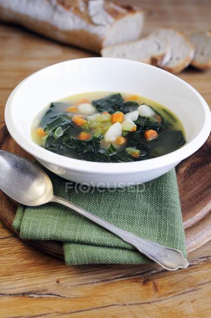 Minestrone soup with black kale — Stock Photo
