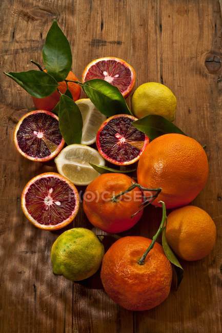 Апельсины с мандаринами и лимонами — стоковое фото