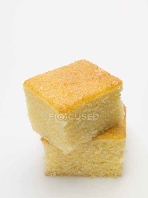 Stacked cubes of cornbread — Stock Photo