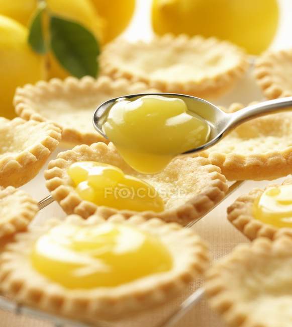 Cozimento de tortas de coalhada de limão — Fotografia de Stock