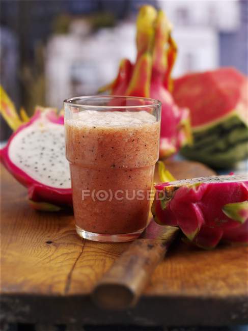 Dragon fruit and watermelon — Stock Photo