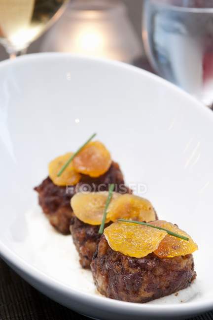 Duck Meatballs with Apricots — Stock Photo