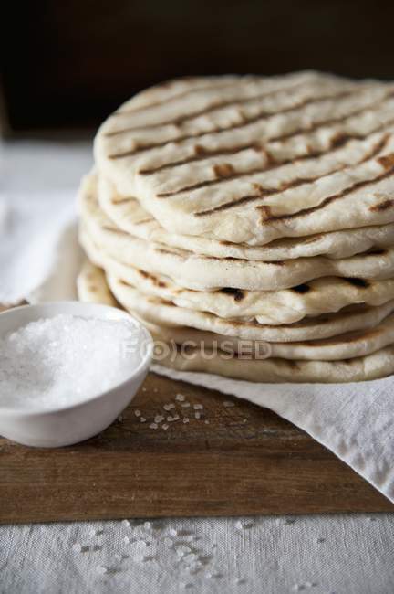 Naan bread with salt — Stock Photo