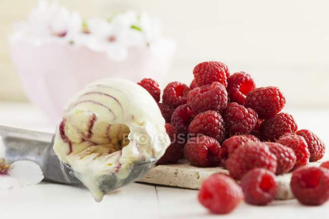 Vanilla and raspberry ice cream — Stock Photo