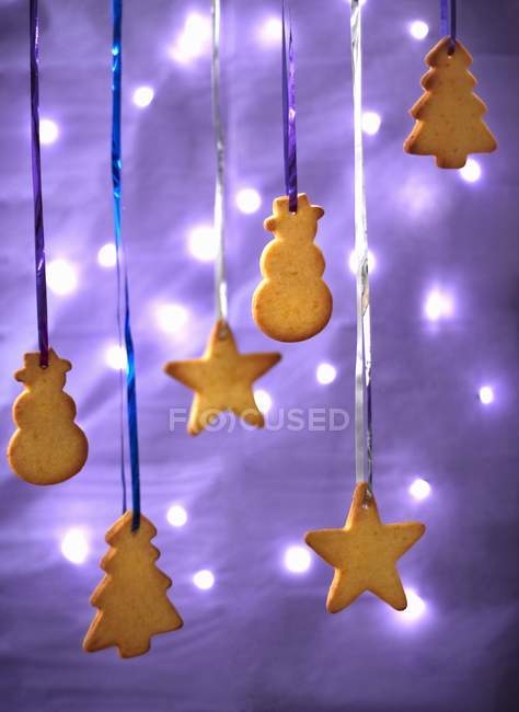 Hanging Christmas biscuits — Stock Photo
