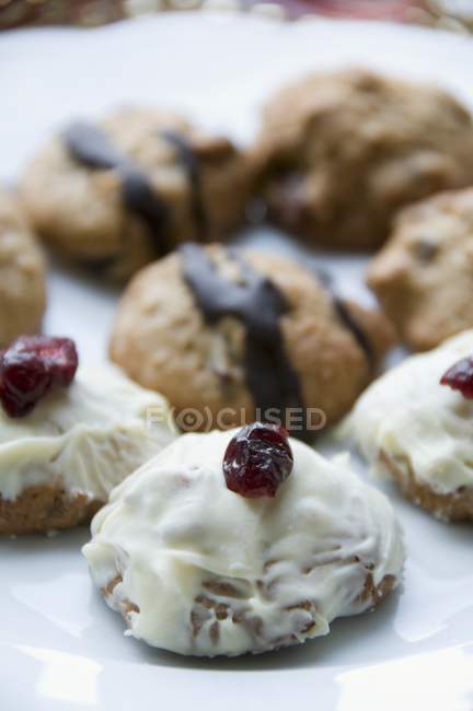 Cranberry biscuits with chocolate — Stock Photo