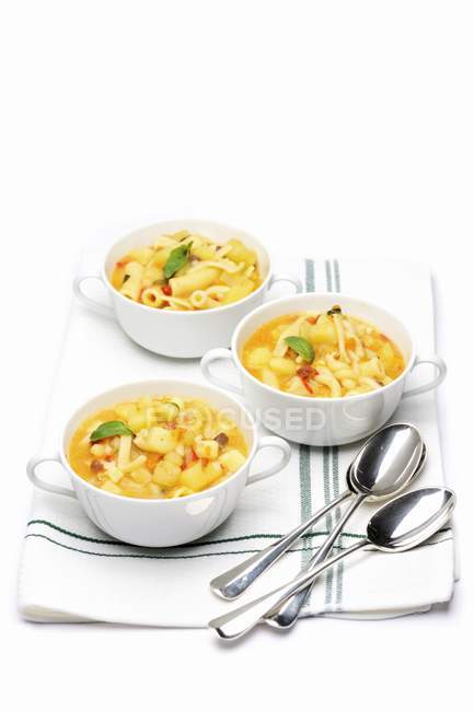 Rigatoni pasta soup — Stock Photo