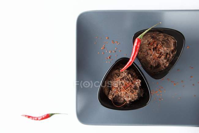Mousse au chocolat et chili — Photo de stock