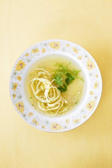 Sopa de fideos con hierbas - foto de stock