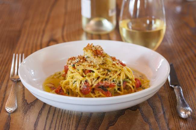 Паста Спагетті з креветками — стокове фото