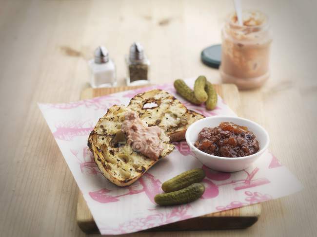 Pate on toasted bread — Stock Photo