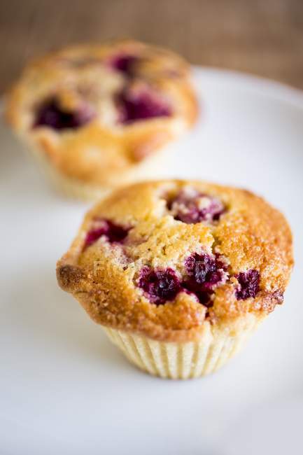 Deux muffins framboises — Photo de stock