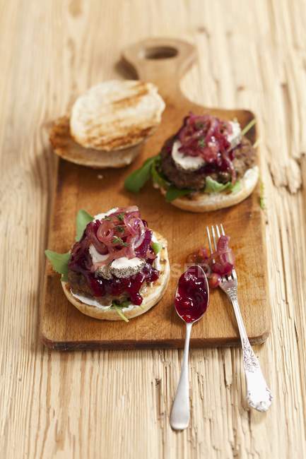 Burger with goat's cheese — Stock Photo