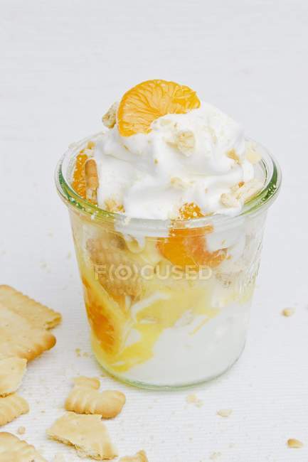 Frozen yogurt with mandarins — Stock Photo