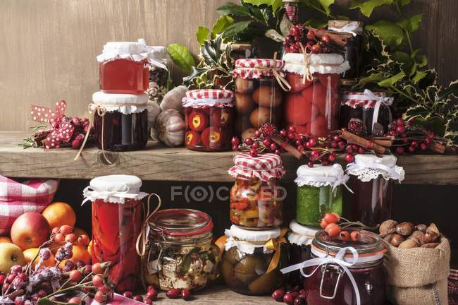 Jars of pickled peppers — Stock Photo