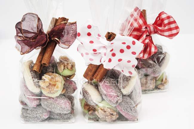 Christmas confectionery in cellophane bags — Stock Photo
