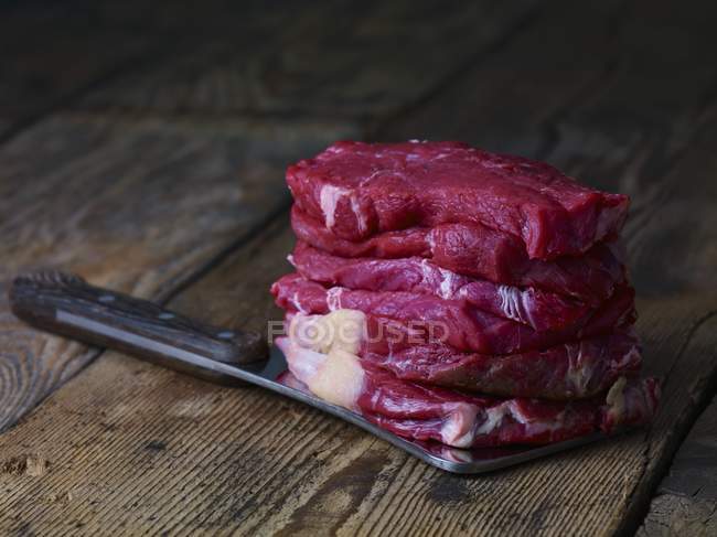 Stack of beef steaks — Stock Photo