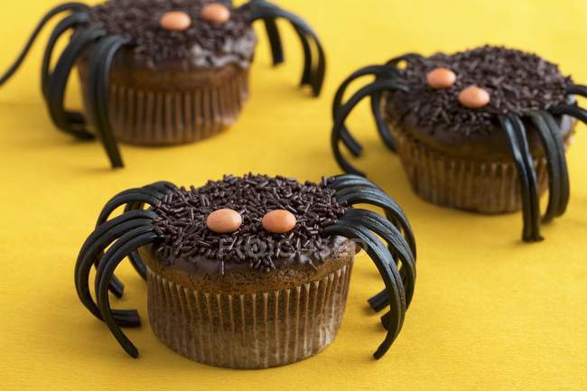 Cupcakes araignée chocolat — Photo de stock