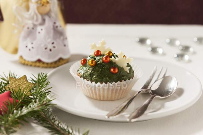 Cupcake decorato per Natale — Foto stock