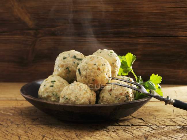 Steaming bread dumplings — Stock Photo