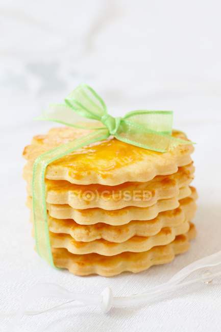 Butter biscuits stacked — Stock Photo