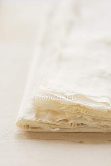 Closeup view of folded filo pastry — Stock Photo