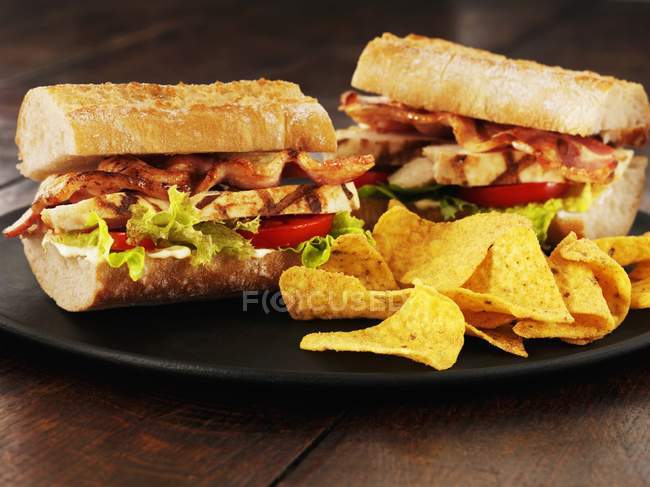 Sandwiches de club Ciabatta - foto de stock