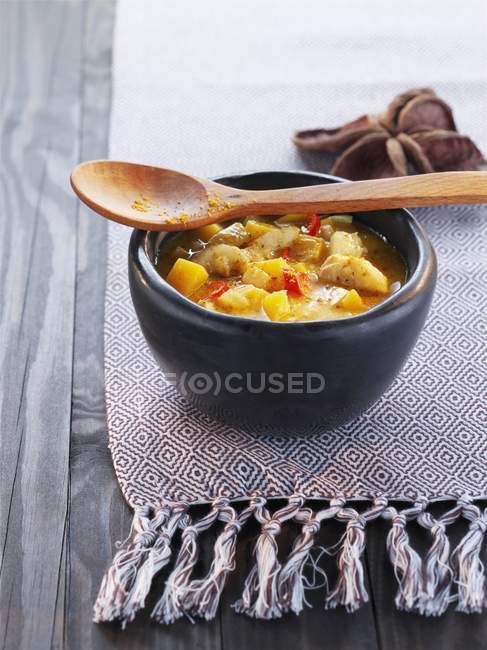 Banana curry with chicken — Stock Photo