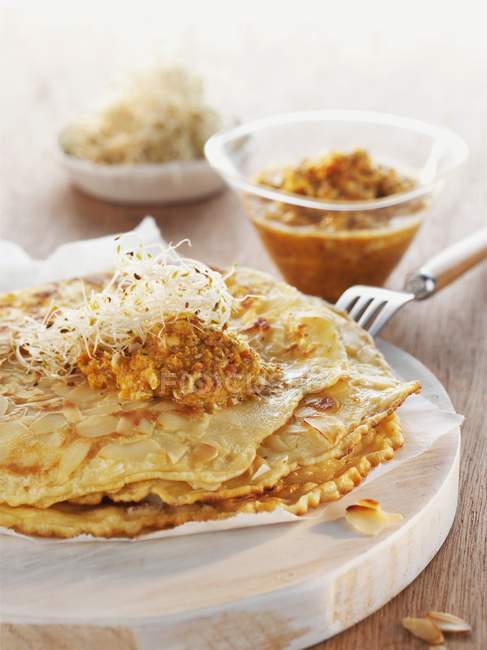 Spice crepe with sprouts — Stock Photo