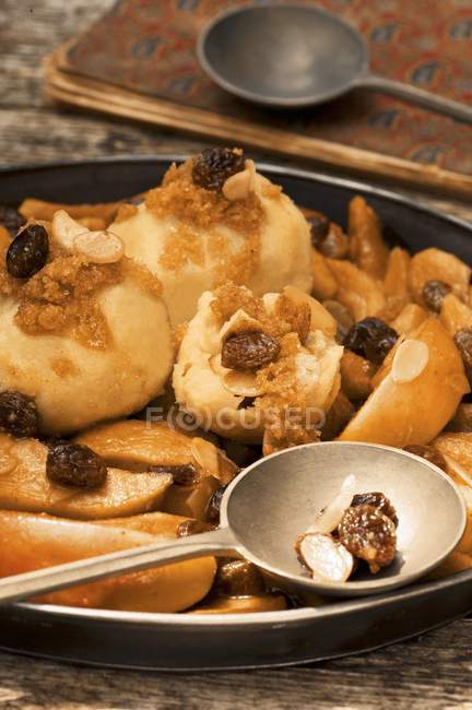 Potato dumplings with apple — Stock Photo