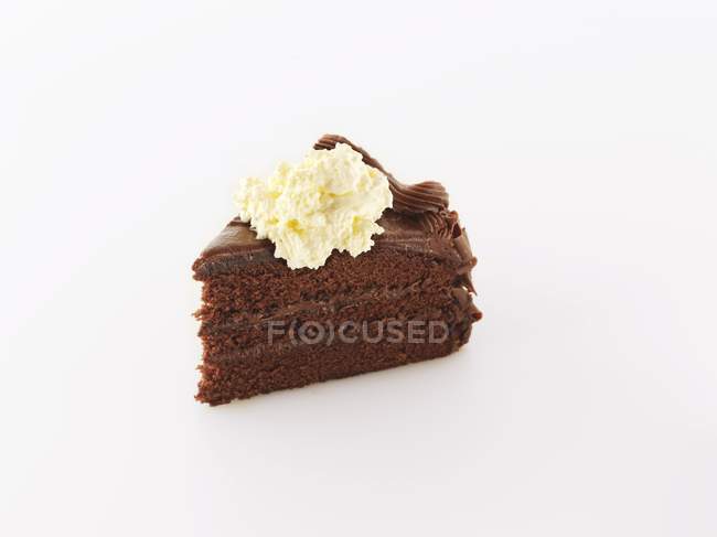 Slice of Rich Chocolate Layer Cake — Stock Photo