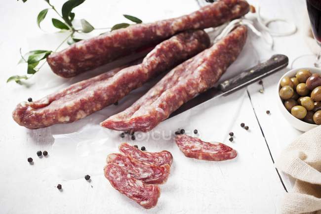 Llonganissa іспанської ковбаси копчені — стокове фото