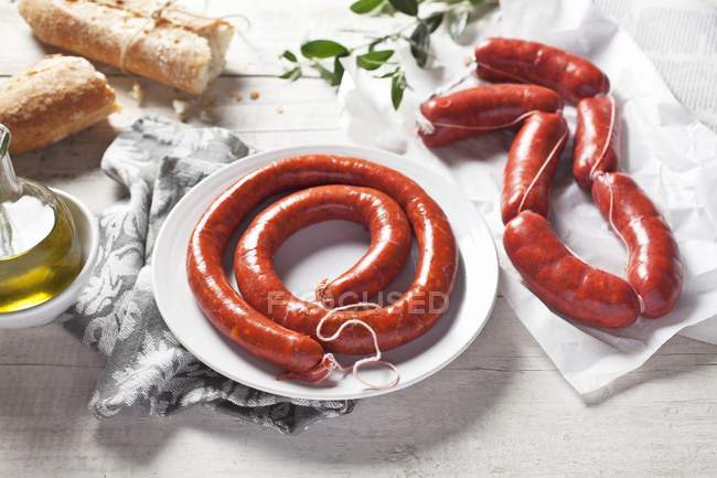 Dried Chistorra sausages — Stock Photo