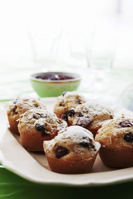 Berry muffins on plate — Stock Photo