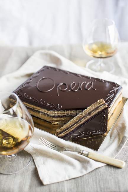 Gateau Opera - layered cake — Stock Photo
