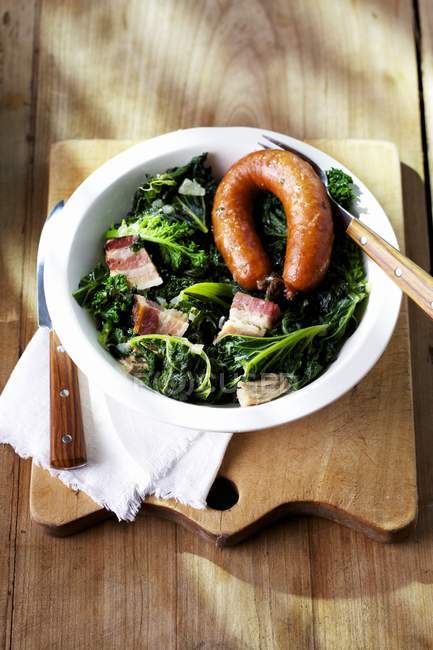 Green kale with Pinkel — Stock Photo