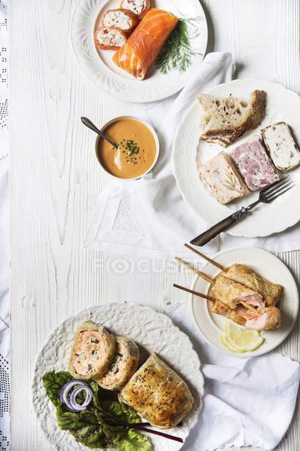 Seleção de pratos de salmão — Fotografia de Stock