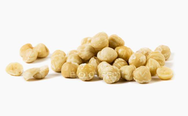 Heap of blanched hazelnuts — Stock Photo